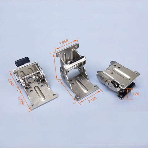 No Sweat Heavy Duty Foldable Support Brackets With Self Locking Hinges For DIY Workbenches And Furniture Legs Black Corner Braces view with measurements.