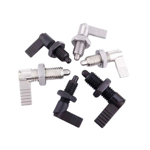 Tough As Nails Carbon Steel Telescopic Spring Indexing Pin With L Handle Knob assortment showing various sizes and finishes.