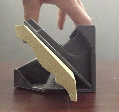 Yellow Crown Molding Cutting Jig With Protractor Four Easy Steps To Perfect Mitered Corners Eliminate Trial And Error
