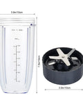 Replacement Blender Cup And Blade Kit For 600W And 900W Personal Blenders 32 Oz Cup With Flip Top To Go Lid And Lip Ring 5 Piece Set