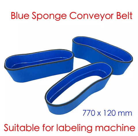 Sponge Conveyor Belt for Labeling Machine MT-130 MT-200, 770mm by 120mm, 10mm Thick, blue sponge belt