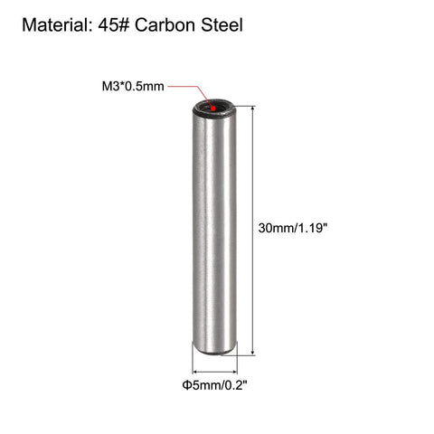 Internal Thread Dowel Pin Set 5 Pcs 5x30mm Chamfered Flat Carbon Steel Cylindrical Pins For Woodworking And Metalwork M3 Thread Depth 6mm