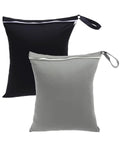 Travel Laundry Bag Set 2 Pack for Dirty Clothes and Swimwear, Waterproof Wet Dry Bags showcasing black and gray design