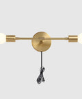 Gold Plug In Wall Sconce Two Light Bathroom Vanity Light Brass Wall Reading Light Retro Vibe Mid Century Modern Style
