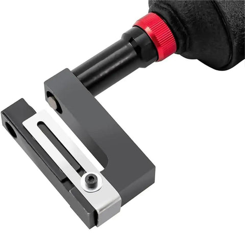 Beefy Pneumatic Hole Punch Tool With 360 Degree Rotating Head And 0 To 1.73 Inch Adjustable Margin Edge Guide, close-up view