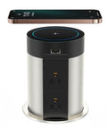 Pop Up Countertop Power Outlet With 5W Wireless Charger Four AC Outlets And Two USB Ports 4 Inch Pop Out ETL Listed for kitchen use