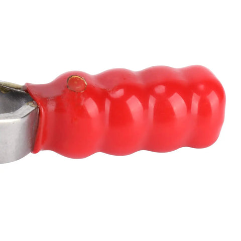 Heavy-Duty Stainless Steel Horizontal Toggle Clamp With 220.5 Pounds Holding Capacity, Quick Clamp For Metalworking, Welding, Molds, Circuit Boards, Electronic Equipment Installations And Workshop Projects, red handle close-up