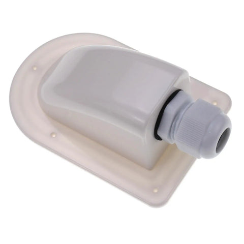 IP68 Waterproof Solar Cable Entry Gland for RV, Caravan, Marine, and Boat Installations, Weather Resistant Single Cable Housing in White, UV Resistant ABS, Lightweight Durable Design with Wind-Reducing Curved Top, white 108 x 71 x 44 mm gland