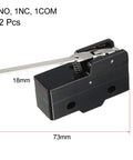 Two Pack Long Lever Miniature Micro Switches 1NO 1NC Hinge Lever Type For AC DC Control Circuits 15A 125 250 Or 380 VAC IP40