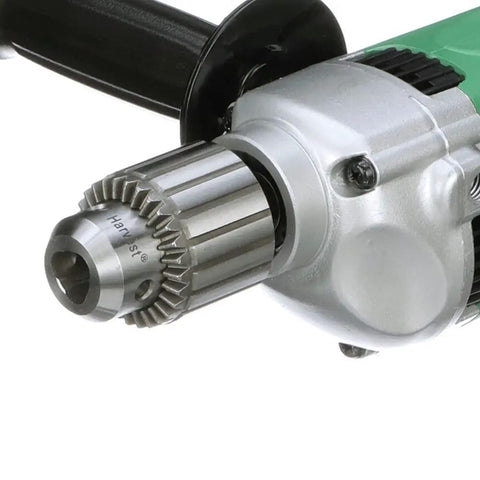 Close-up of chuck on One-Half Inch Corded Drill With Nine Amp Motor Built To Last Variable Speed Trigger 0 To 850 RPM Form-Fit