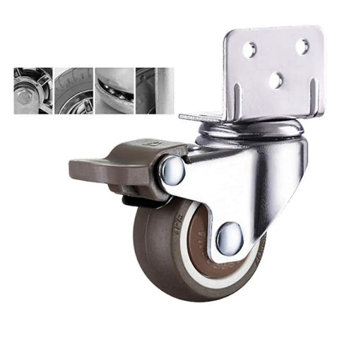 Top Shelf Swivel Casters With Brakes And Slick Nylon Wheels For Flower Stands And Furniture Easy Setup, 32mm wheels close-up view