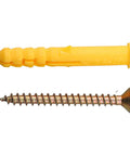 40 Pcs M6x40mm Self Tapping Expansion Screws And Wall Anchors Kit for drywall, yellow plastic anchor and steel screw shown