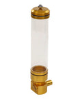 Wall Mounted Coffee Bean Dispenser Keeps Cafe Stash Fresh As Ever. Acrylic tube with gold lid and base for coffee storage.