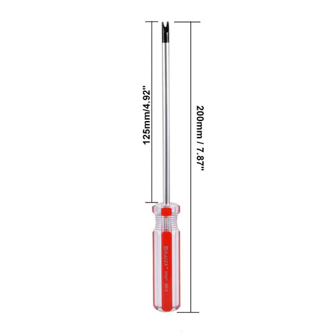 Magnetic U Shaped Spanner Screwdriver Featuring Five Inch Chrome Plated Steel Shaft Hella Durable Construction Designed To Knock It Out Fast On Any Job with clear red plastic handle.