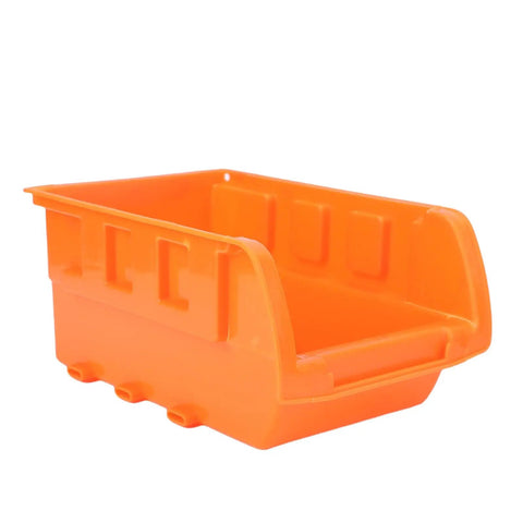 Single orange bin from Wall Mounted Hardware Storage Bins Set With 8 Stackable Bins And 3 Tracks For Garage Organization