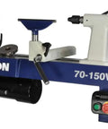 VSR Midi Lathe With 12 Inch By 16.5 Inch Swing, 1 HP DC Motor, Electronic Variable Speed Control, Digital RPM Readout on a benchtop