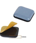 No Sweat Abs Furniture Glide Pads With Strong Peel Tape Floor Guard Mats showing adhesive side and glossy top, 6.3mm thick.
