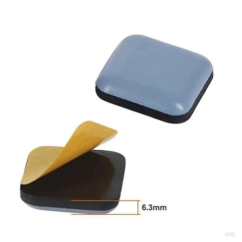 No Sweat Abs Furniture Glide Pads With Strong Peel Tape Floor Guard Mats showing adhesive side and glossy top, 6.3mm thick.