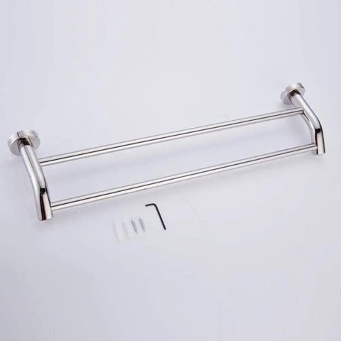 Double Bar Towel Rack In SUS304 Stainless Steel With Bright Finish 60x15cm Towel Bar For Quick Drying Easy Adhesive Or Drill Mount