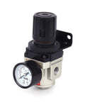 Female Thread 3/8 NPT Air Pressure Regulator 0-150 PSI Adjustable with bracket and gauge, aluminum alloy body for pneumatic tools.