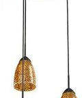 Venezia 3 Light Glass Cluster Pendant In Bronze And Mosaic Amber, Adjustable 72 Inch Cord, Dry Location Ceiling Fixture