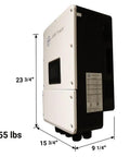 Beast Mode 4.6 Kilowatt Up To 6.9 Kilowatt Pv Hybrid Solar Inverter dimensions side view, weight 55 lbs, suitable for home energy setup.