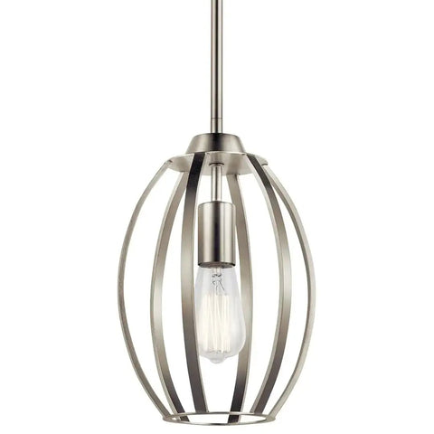 12 Inch Kitchen Pendant Light In Brushed Nickel Finish, Sleek Single Light Fixture For Modern Kitchens, ETL Listed Dry Location