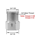 Stainless steel check valve, 1/2 in male to 1/2 in female, hex-nut body