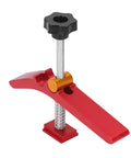 Heavy Duty T Slot Hold Down Clamp Set For Woodworking Aluminum Alloy Tool, red clamp with screw knob for solid grip.