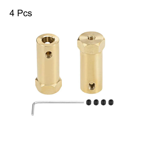Beefy Hex Coupler 6mm Bore Brass Shaft Connector For RC Motors And Model Cars, 4 pieces with screws and tool