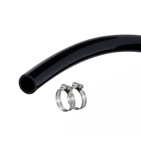 3/4 Inch Black Vinyl Tubing 10 Ft Flexible PVC Hose For Water Garden Pond Fountains And Light Gas Transfer, Low Pressure, Durable Safe, Includes 2 Clamps