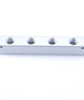 Top view of G1 4 BSP Port Four Way Six Port Pneumatic Air Manifold Block Splitter Beefy Built Solid Aluminum