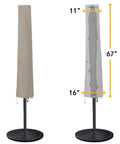 Premium 6 To 9 Foot Patio Umbrella Cover With Waterproof Oxford Fabric Zipper shown on umbrella stand