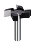CNC Spoilboard Surfacing Router Bit With One Half Inch Shank And Two Inch Cutting Diameter, Four Wing Design For Fast Slab Flattening And Planing In Woodworking, Shop Grade Router Bit For Precise Level Surfaces.