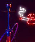 Custom Smoke LED Neon Sign for Bar Restaurant and Home Decor Personal Gift Wall Light Lit Neon Logo for Parties Mood Lighting 21x13 Inch Size 54x33 cm Durable Wall Accent showing red lips holding cigarette