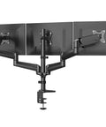 Triple Monitor Desk Mount Stand For 17 To 32 Inch Screens With Adjustable Swivel Tilt Rotation Clamp And Grommet Kit