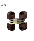 6 Pieces Hidden Hinges Set For Cabinets And Doors Built To Last With Plastic And Iron Construction, Brown Concealed Folding Hinges