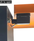 Close-up of Self Closing Push To Open Door Latch installed on a cabinet, showing the latch mechanism in black.