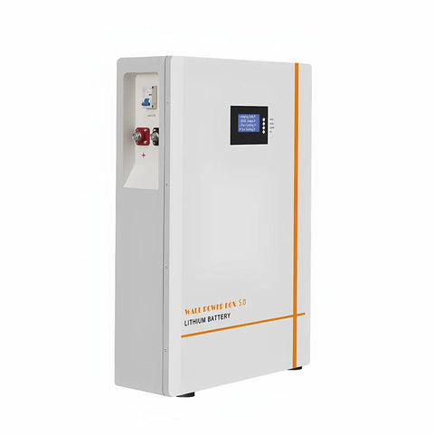 Built Tough 51.2V 100Ah LiFePO4 Lithium Battery featuring prismatic cells, compact design for off-grid applications.