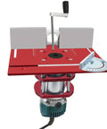 Rock Solid Router Table Insert Plate Featuring Precision Miter Gauge Guide Fence with aluminum structure for quick router setup.