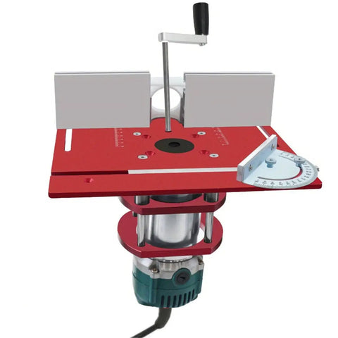Rock Solid Router Table Insert Plate Featuring Precision Miter Gauge Guide Fence with aluminum structure for quick router setup.