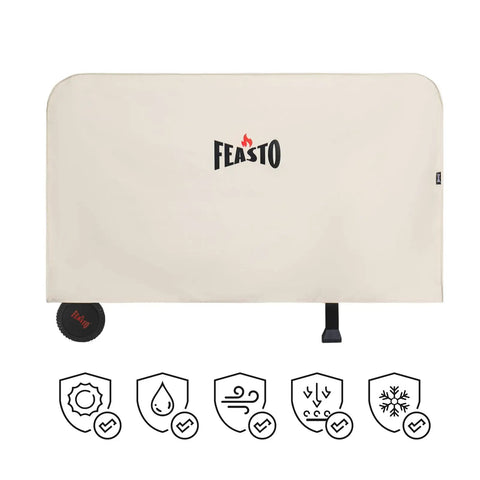 Three Shelf Pizza Oven Table With Stainless Top And Rolling Outdoor Grill Cart Waterproof Cover Heavy Duty BBQ Prep Station For Patio And Deck Sturdy Mobile Prep Surface For Pizza Ovens Griddles And Backyard Grills with cover on