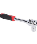 Three Eighth Inch Drive Socket Wrench Set With 72 Tooth Ratchet And Quick Release Bit Driver, chrome steel wrench with black handle