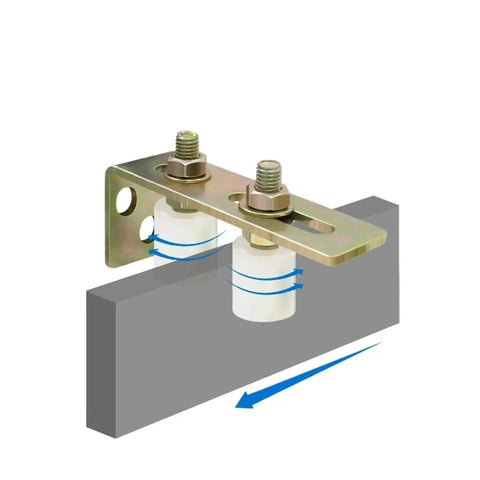 Slide Gate Guide Roller With L Post Bracket Adjustable Dual Nylon Rollers for Patio Doors and Sliding Gates