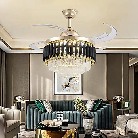 Slick Modern Invisible Ceiling Fan Light Combo Featuring Hella Bright Led Bulbs in a luxurious living room setting.