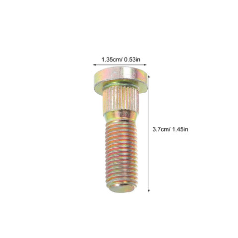 Secure Your Wheels With These 2 Pack M10 Wheel Lug Bolts Metal Studs Heavy Duty Replacement Hub Screws displayed vertically with dimensions.