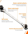 8 In 1 Ratcheting Wrench Set With Double Box End And 12 Point SAE CR-V Build Includes 5/16 3/8 7/16 1/2 9/16 5/8 11/16 3/4 Inch For Auto Home Garage Use Heavy Duty Chrome Plated Tool showing features