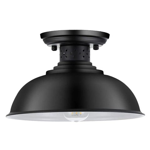 Industrial Semi Flush Mount Ceiling Light Matte Black Farmhouse Fixture For Kitchen Island Dining Room Foyer 13 Inch E26 Socket