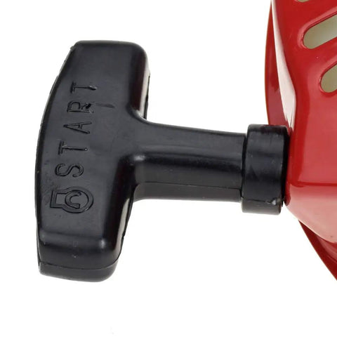 Close-up of GX270 Pull Start Recoil Starter Assembly handle, black plastic material, for GX240 GX270 engines, side view
