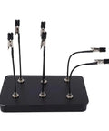 Heavy Duty Magnetic Helping Hands For Soldering Station Plus 12 Flexible Alligator Clips And Steel Storage Box Perfect For PCB Repairs Model Painting And Electronics Projects with alligator clips on a black base.